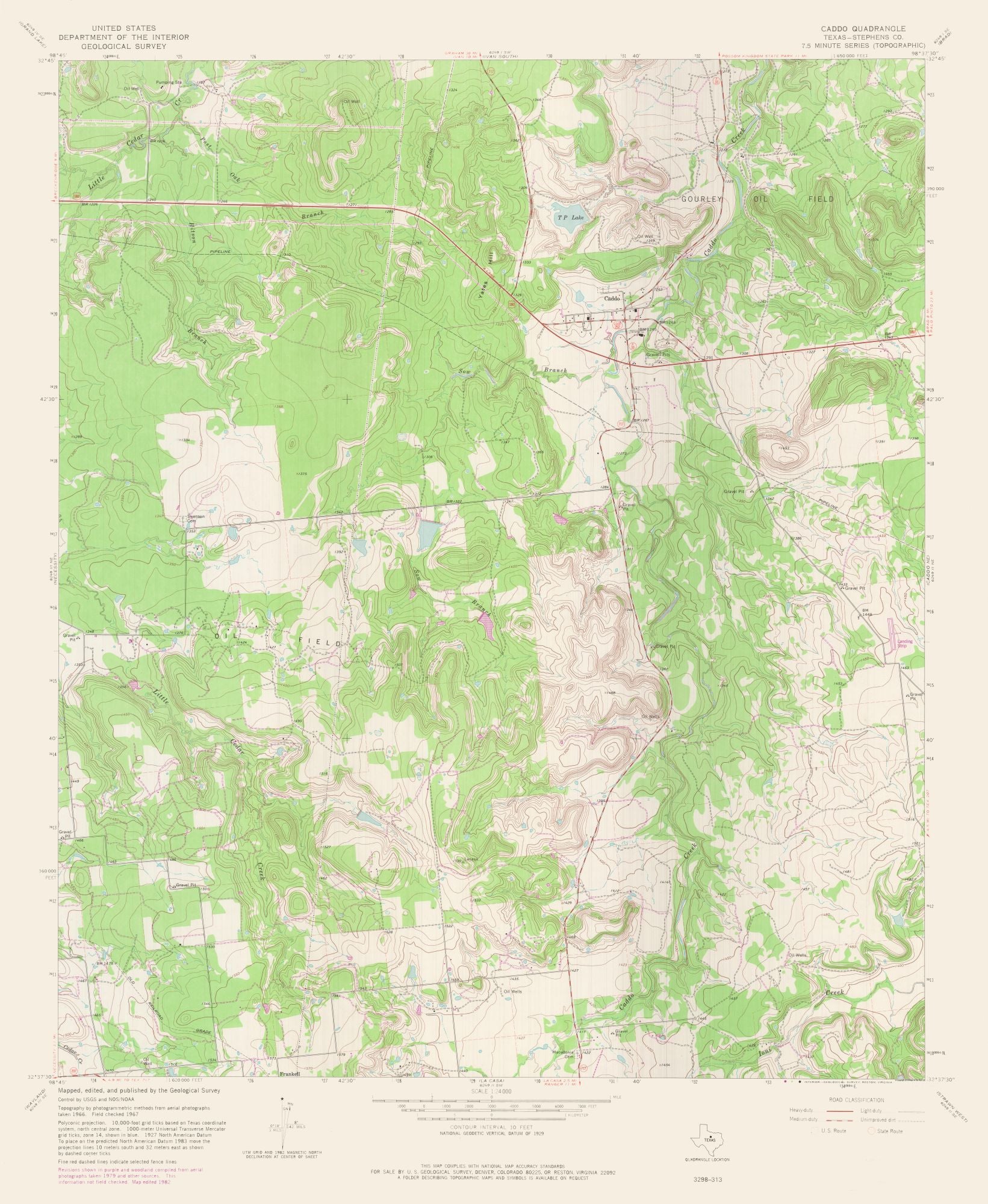 Topographical Map - Caddo Texas Quad - USGS 1967 - 23 x 28.03 - Vintag ...