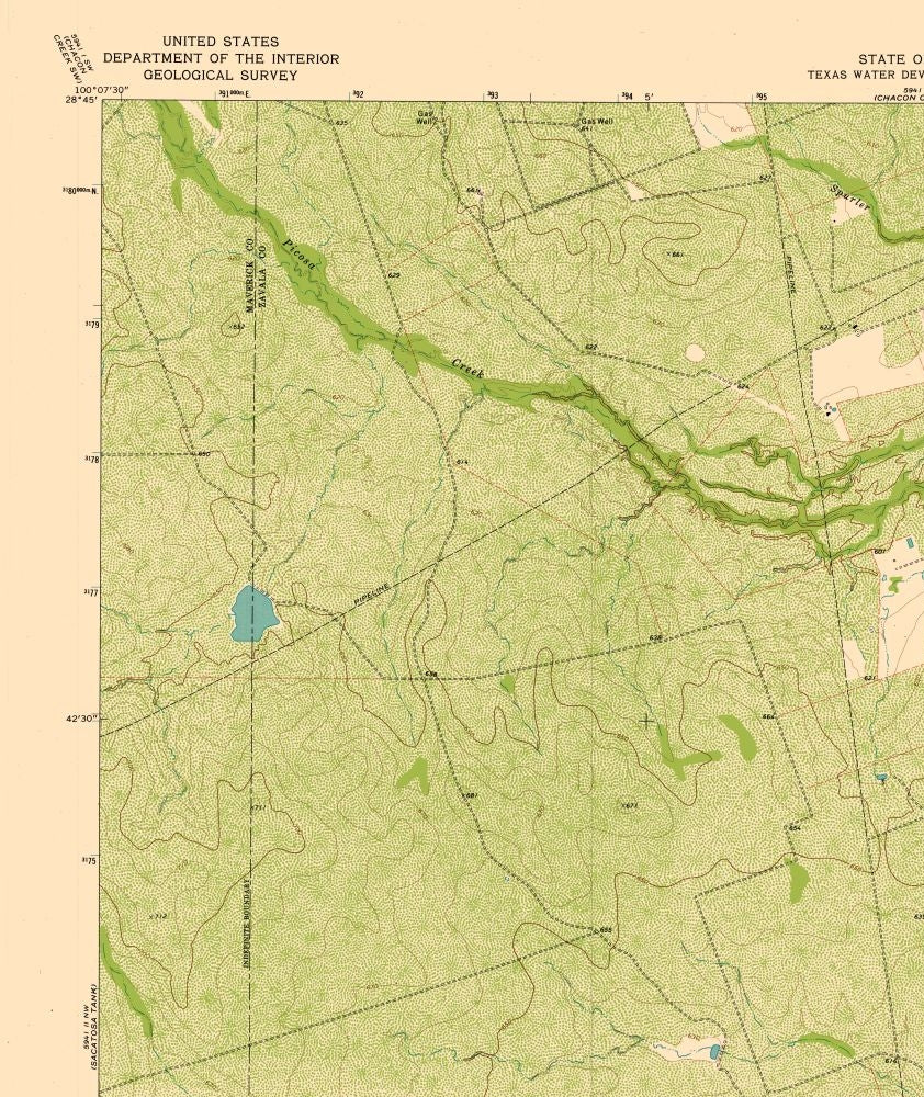 Topographical Map - Cometa Texas Quad - USGS 1974 - 23 x 27.32 - Vintage Wall Art