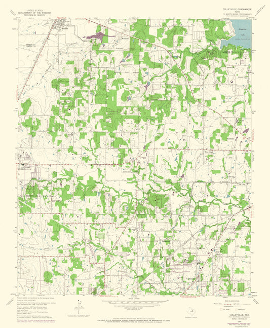 Topographical Map - Colleyville Texas Quad - USGS 1959 - 23 x 27.92 - Vintage Wall Art