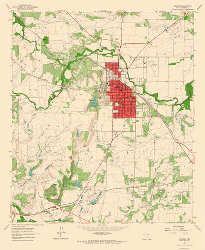 Topographical Map - Coleman Texas Quad - USGS 1963 - 23 x 28.12 - Vintage Wall Art