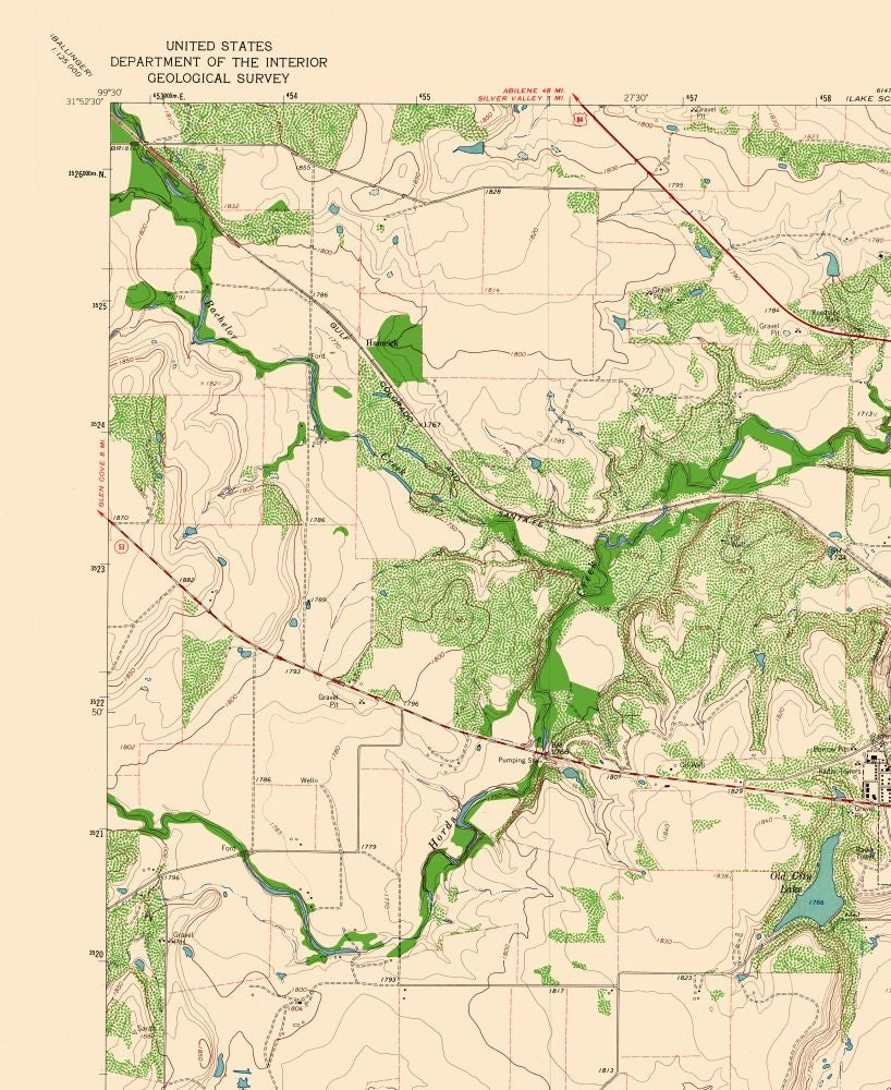 Topographical Map - Coleman Texas Quad - USGS 1963 - 23 x 28.12 - Vintage Wall Art