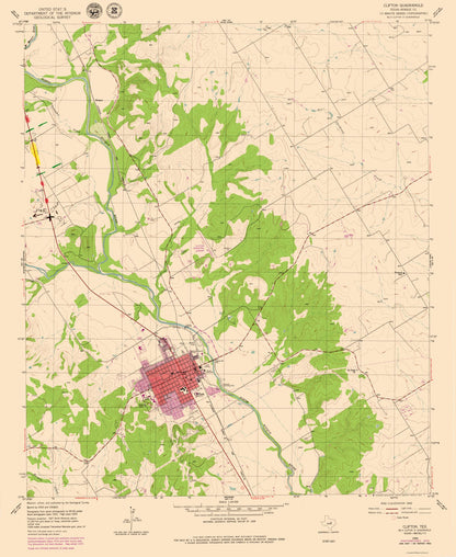 Topographical Map - Clifton Texas Quad - USGS 1955 - 23 x 28.06 - Vintage Wall Art