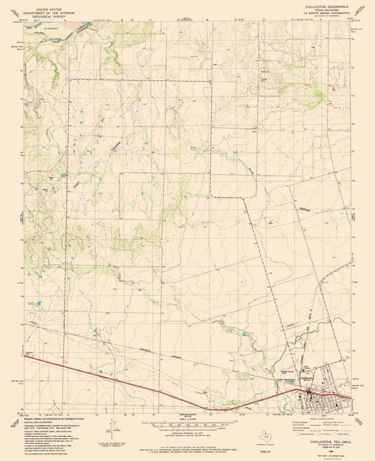 Topographical Map - Chillicothe Texas Quad - USGS 1984 - 23 x 28.33 - Vintage Wall Art