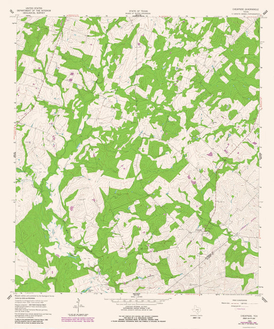 Topographical Map - Cheapside Texas Quad - USGS 1987 - 23 x 27.64 - Vintage Wall Art