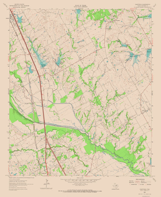 Topographical Map - Chatfield Texas Quad - USGS 1961 - 23 x 28.16 - Vintage Wall Art