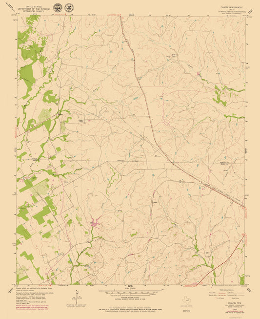 Topographical Map - Chapin Texas Quad - USGS 1979 - 23 x 28.19 - Vintage Wall Art