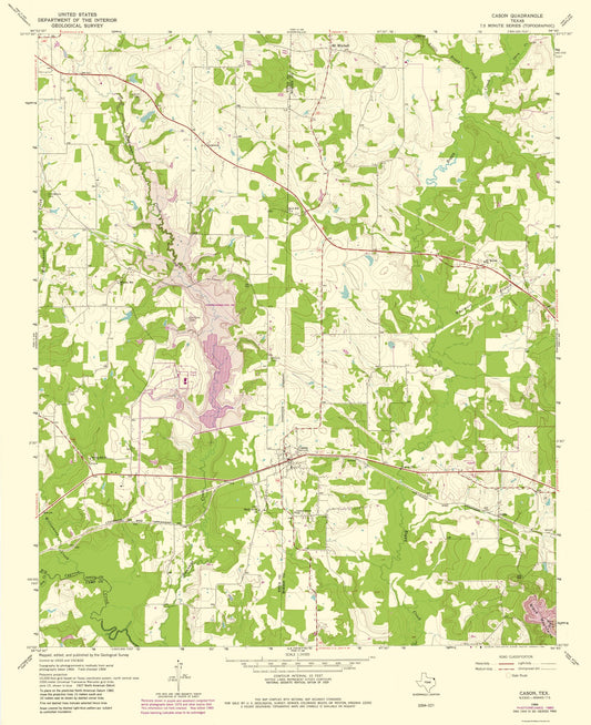 Topographical Map - Cason Texas Quad - USGS 1980 - 23 x 28.20 - Vintage Wall Art