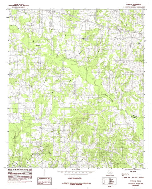 Topographical Map - Carroll Texas Quad - USGS 1984 - 23 x 28.60 - Vintage Wall Art