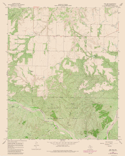 Topographical Map - Cee Vee Texas Quad - USGS 1981 - 23 x 28.82 - Vintage Wall Art