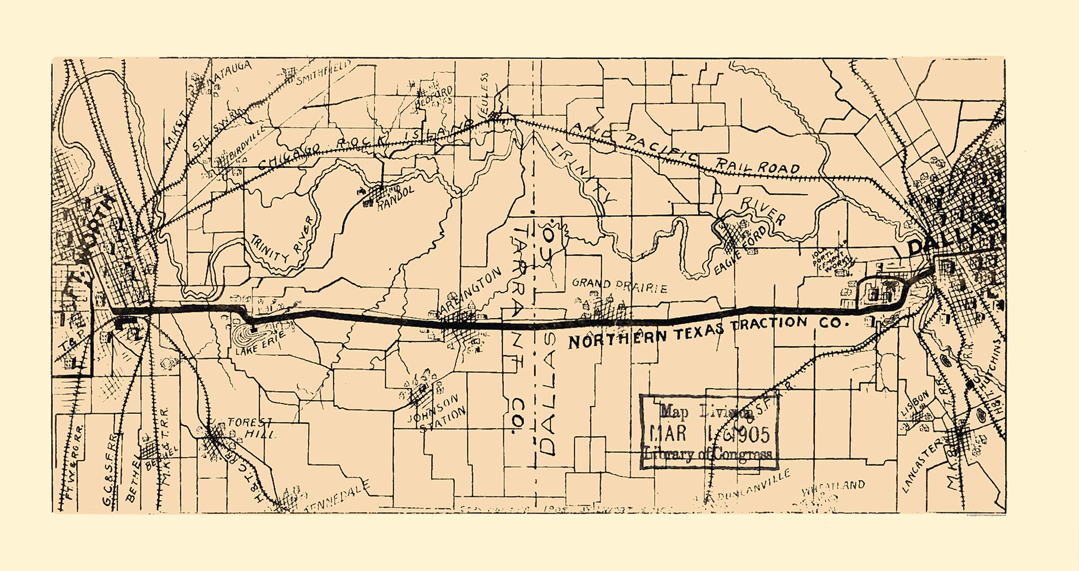 Historic County Map - Dallas Tarrant Counties Texas - LOC 1905 - 23 x ...