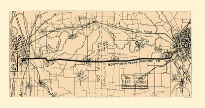 Historic County Map - Dallas Tarrant Counties Texas - LOC 1905 - 23 x 43.41 - Vintage Wall Art