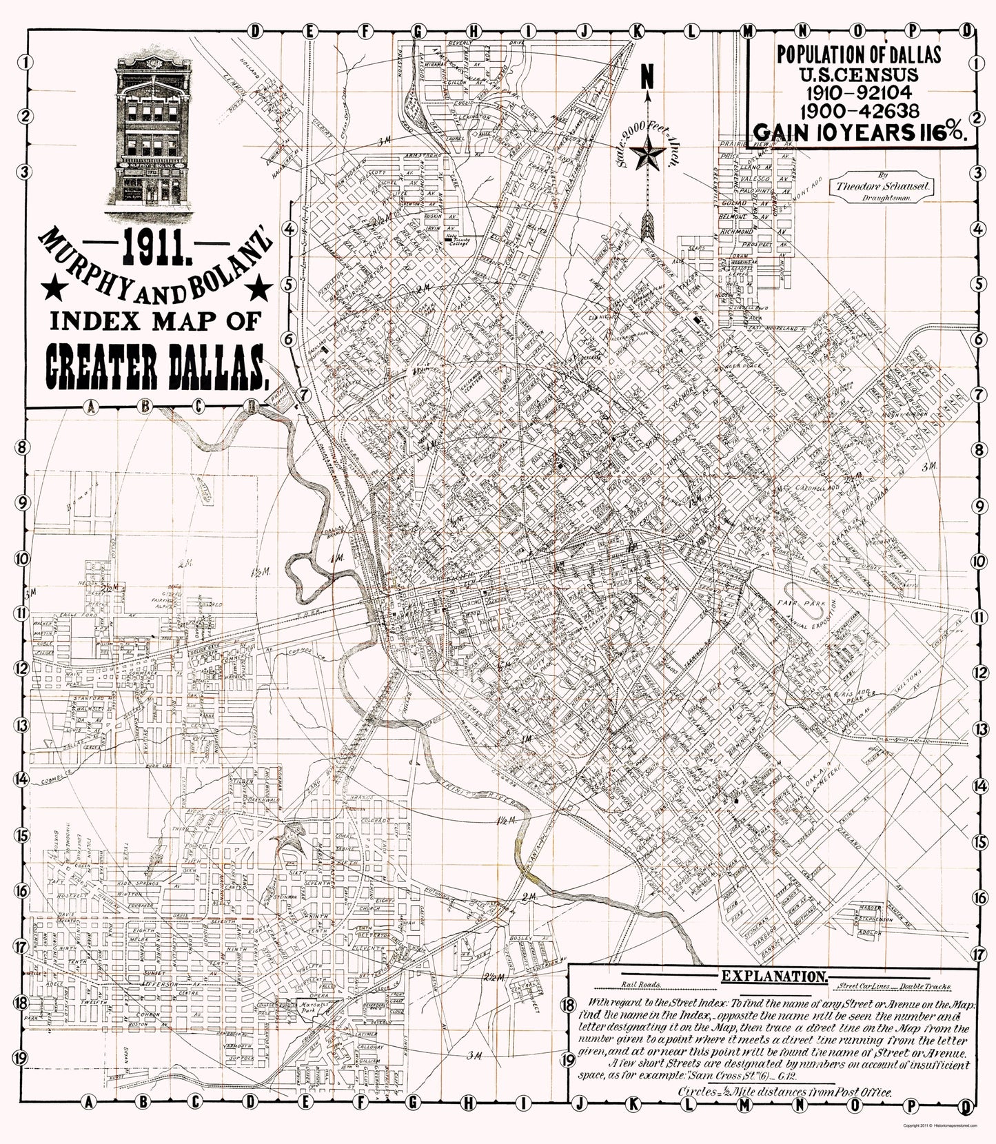 Historic City Map - Dallas Texas - Murphy 1911 - 23 x 26.41 - Vintage Wall Art