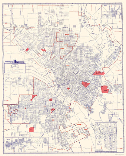 Historic City Map - Dallas Texas - Ashburn 1947 - 23 x 28.36 - Vintage Wall Art