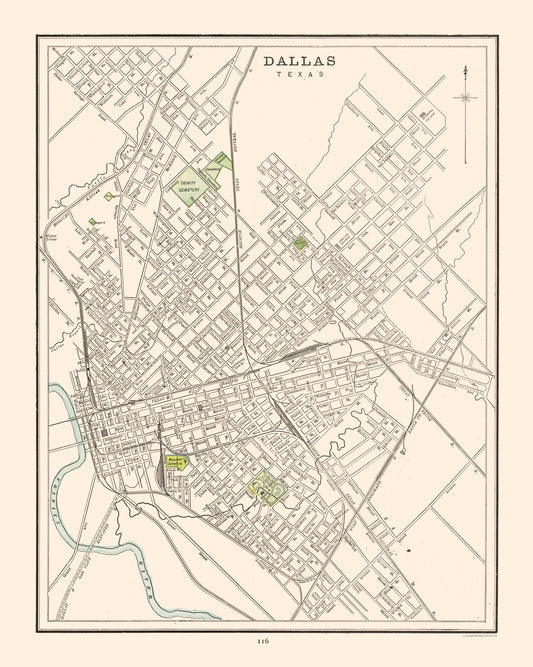 Historic City Map - Dallas Texas - Cram 1892 - 23 x 28.78 - Vintage Wall Art