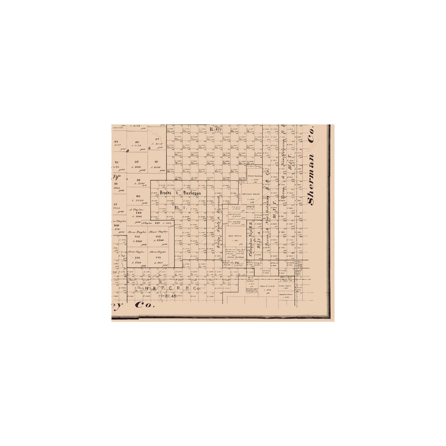 Historic County Map - Dallam County Texas - Hall 1888 - 25.97 x 23 - Vintage Wall Art