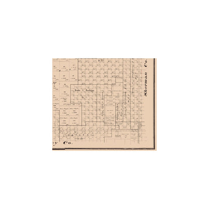 Historic County Map - Dallam County Texas - Hall 1888 - 25.97 x 23 - Vintage Wall Art