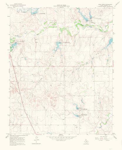 Topographical Map - Dads Creek Texas Quad - USGS 1969 - 23 x 28.28 - Vintage Wall Art