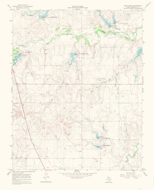 Topographical Map - Dads Creek Texas Quad - USGS 1969 - 23 x 28.28 - Vintage Wall Art