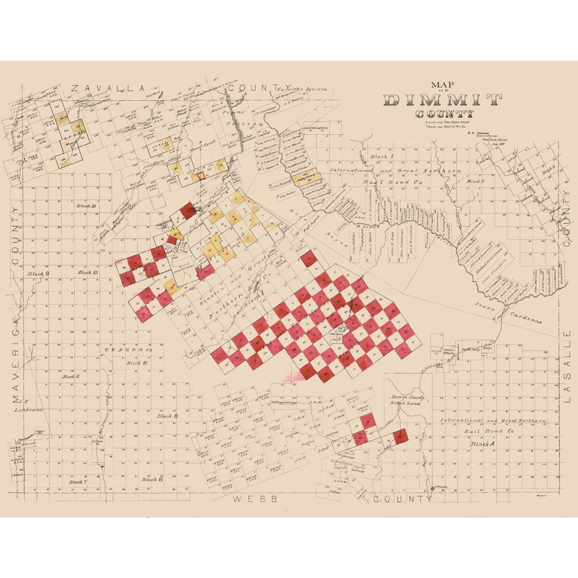 Historic County Map - Dimmit County Texas - General Land Office 1897 ...