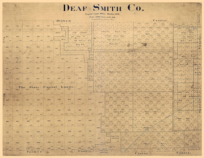 Historic County Map - Deaf Smith County Texas - Pressler 1898 - 29.68 x 23 - Vintage Wall Art