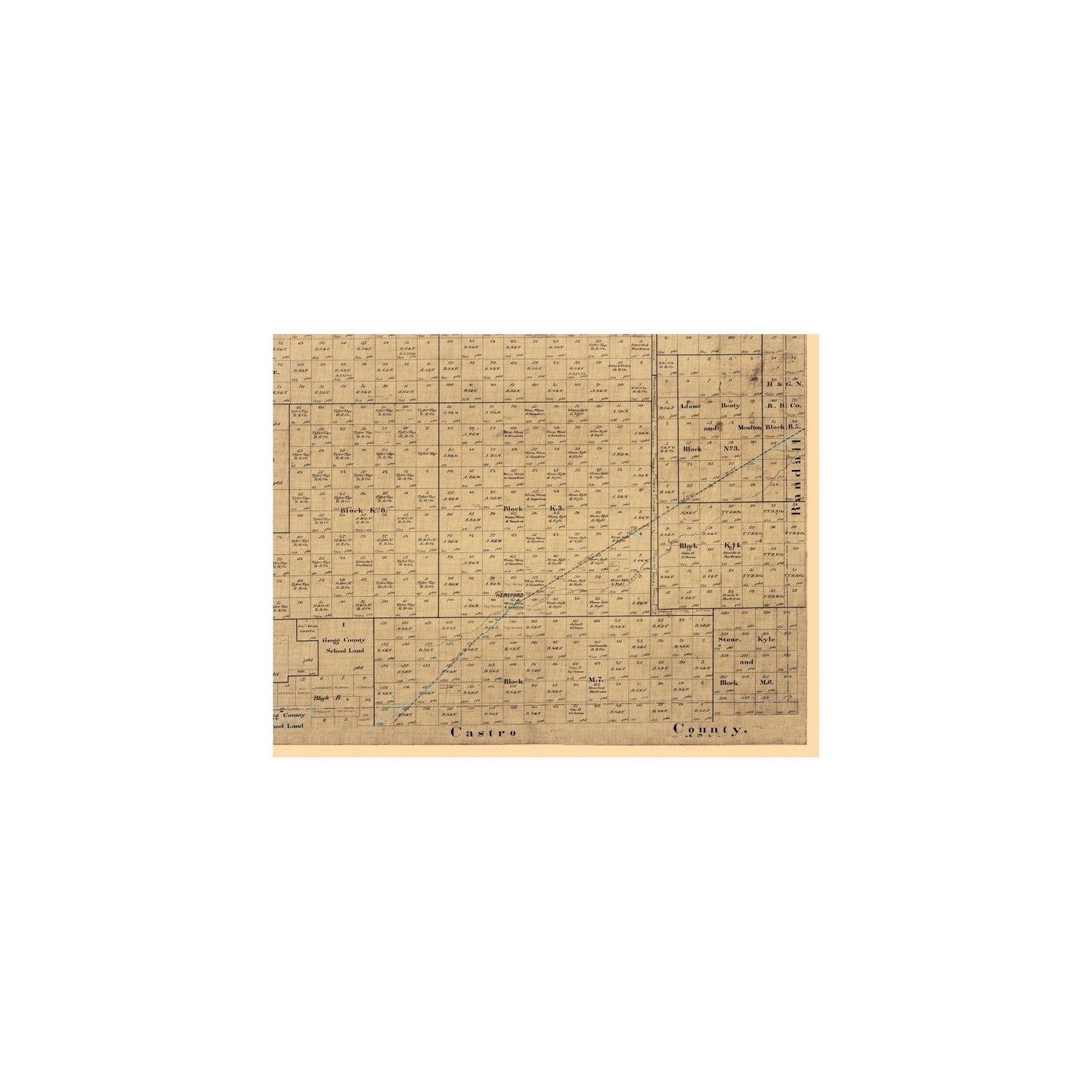 Historic County Map - Deaf Smith County Texas - Pressler 1898 - Vintage Wall Art
