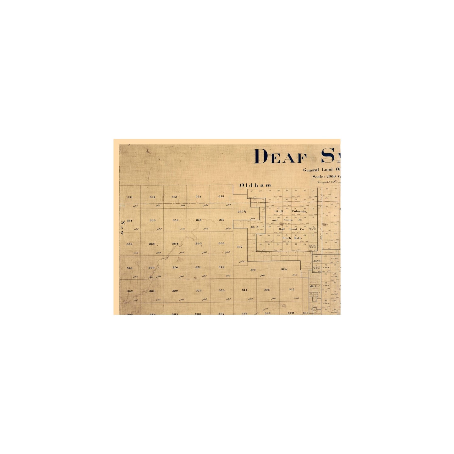 Historic County Map - Deaf Smith County Texas - Pressler 1898 - Vintage Wall Art