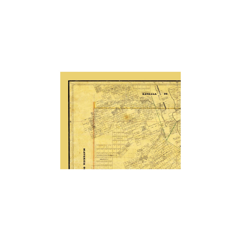 Historic County Map - Dimmit County Texas - Arlitt 1876 - 28.47 x 23 ...