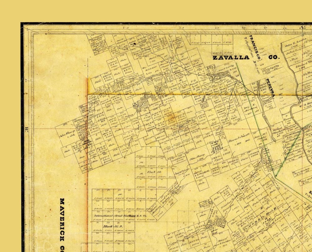 Historic County Map - Dimmit County Texas - Arlitt 1876 - 28.47 x 23 - Vintage Wall Art