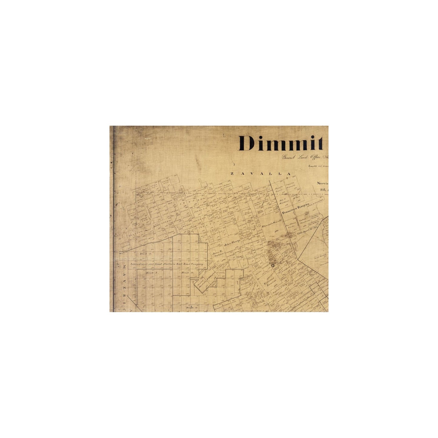 Historic County Map - Dimmit County Texas - Beaumont 1894 - 27.00 x 23 ...