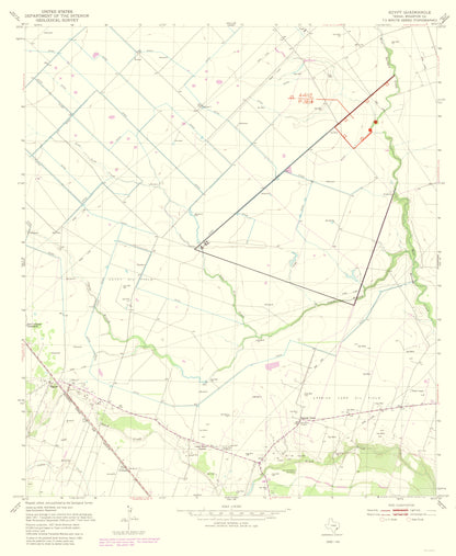 Topographical Map - Egypt Texas Quad - USGS 1981 - 23 x 28.03 - Vintage Wall Art