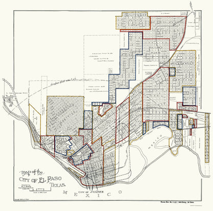 Historic City Map - El Paso Texas - Baer 1906 - 23 x 23.24 - Vintage Wall Art