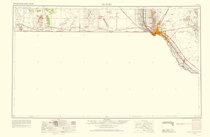 Topographical Map - El Paso Texas Quad - USGS 1968 - 23 x 35.23 - Vintage Wall Art