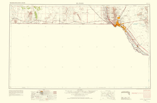 Topographical Map - El Paso Texas Quad - USGS 1968 - 23 x 35.23 - Vintage Wall Art