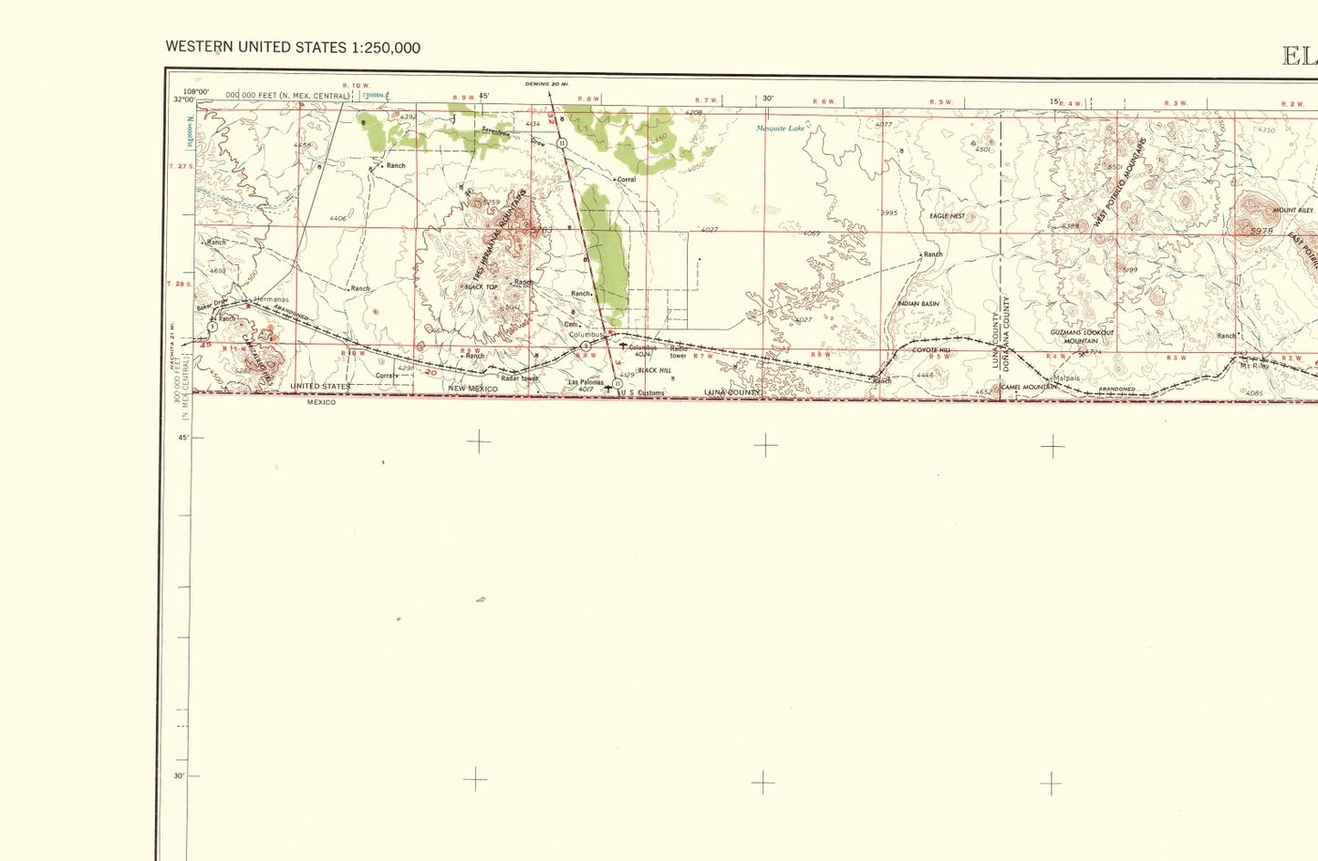 Topographical Map - El Paso Texas Quad - USGS 1968 - 23 x 35.23 - Vintage Wall Art