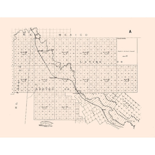 Historic County Map - El Paso County Texas - Abrams 1893 - Vintage Wall Art