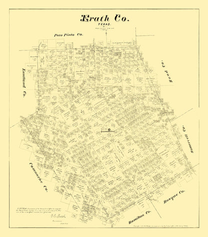 Historic County Map - Erath County Texas - Walsh 1879 - 23 x 26.21 - Vintage Wall Art