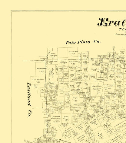 Historic County Map - Erath County Texas - Walsh 1879 - 23 x 26.21 - Vintage Wall Art