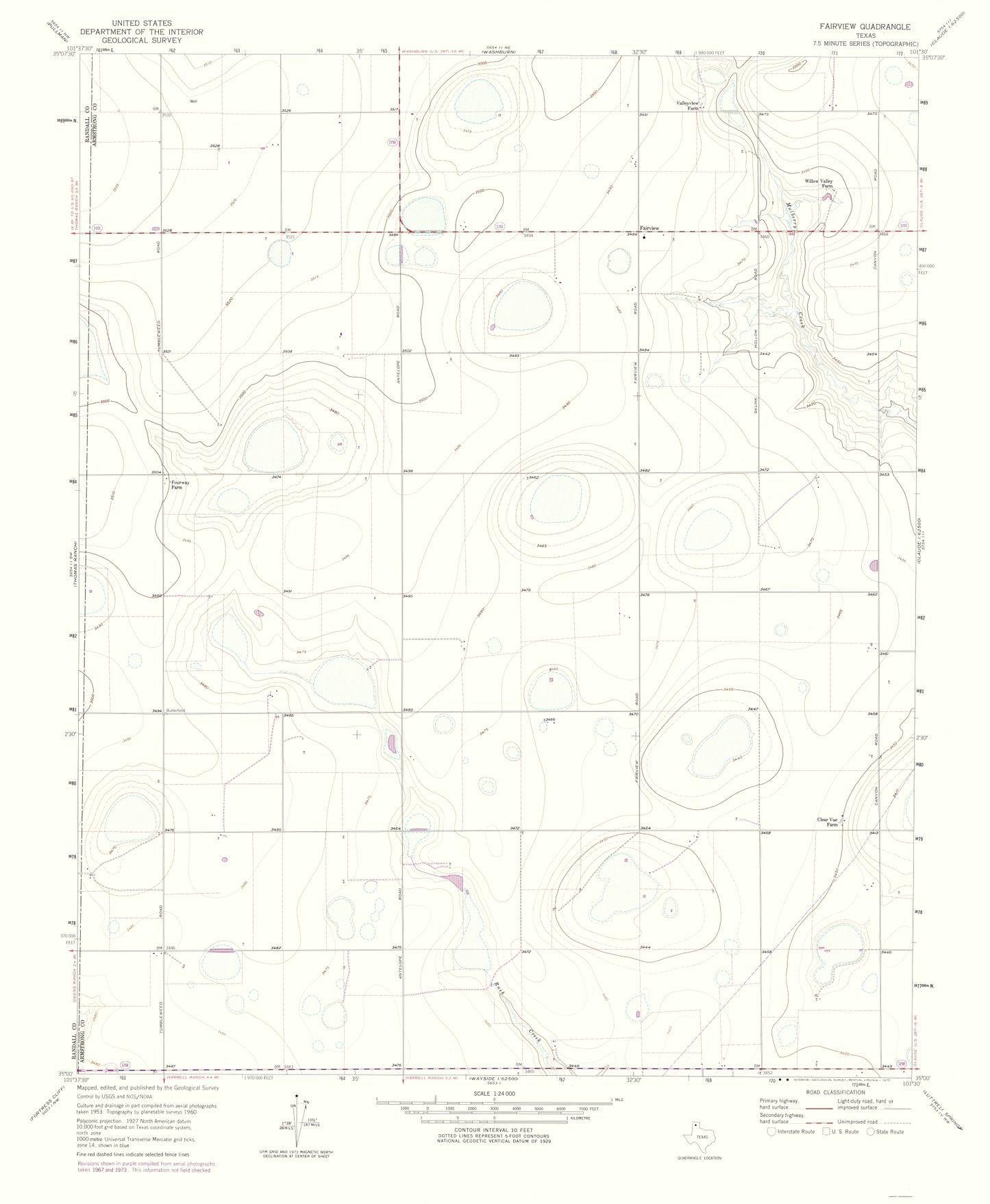 Topographical Map - Fairview Texas Quad - USGS 1975 - 23 x 27.97 - Vintage Wall Art