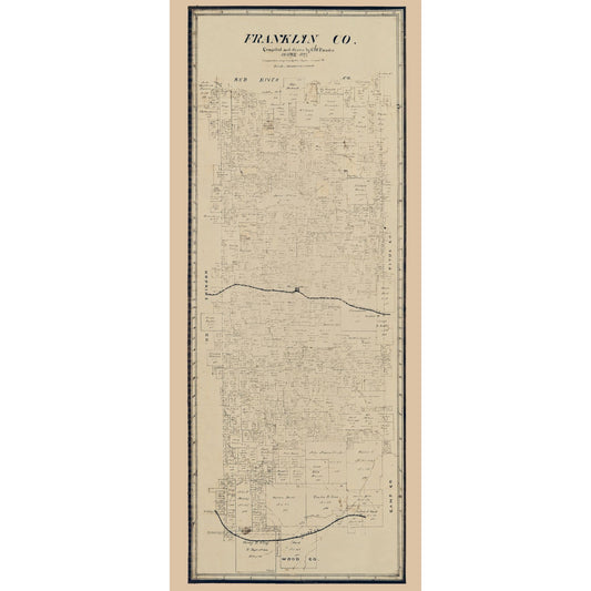 Historic County Map - Franklin County Texas - Pressler 1897 - Vintage Wall Art