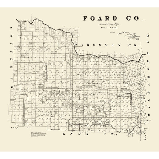 Historic County Map - Foard County Texas - McGaughey 1891 - 25.36 x 23 - Vintage Wall Art