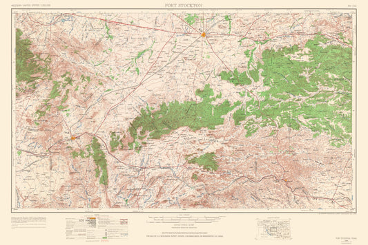 Topographical Map - Fort Stockton Texas Quad - USGS 1964 - 34.49 x 23 - Vintage Wall Art