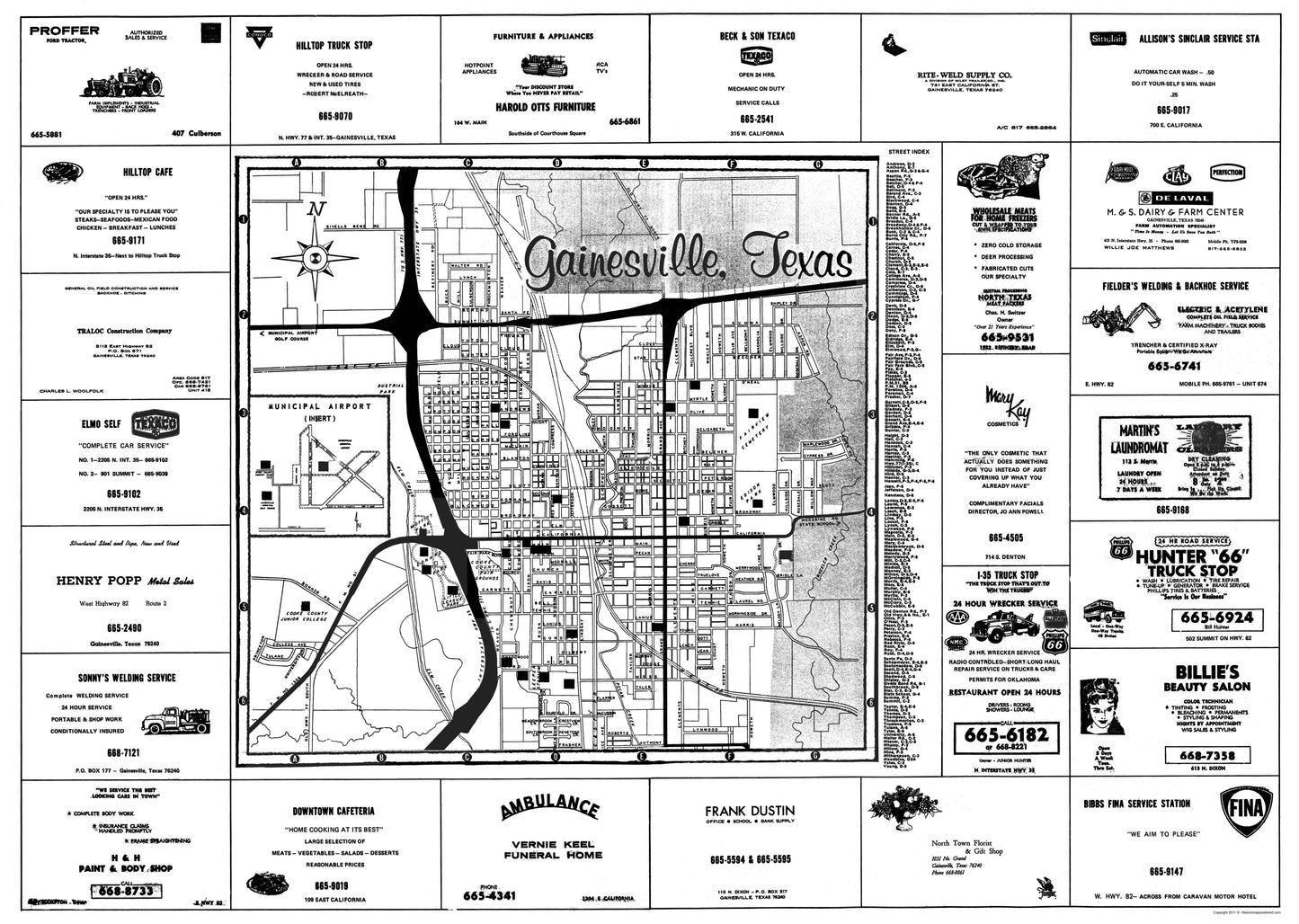 Historic City Map - Gainesville Texas - General Land Office 1967 - 23 x 32.33 - Vintage Wall Art