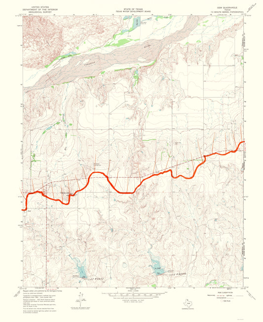 Topographical Map - Gem Texas Quad - USGS 1969 - 23 x 28.12 - Vintage Wall Art