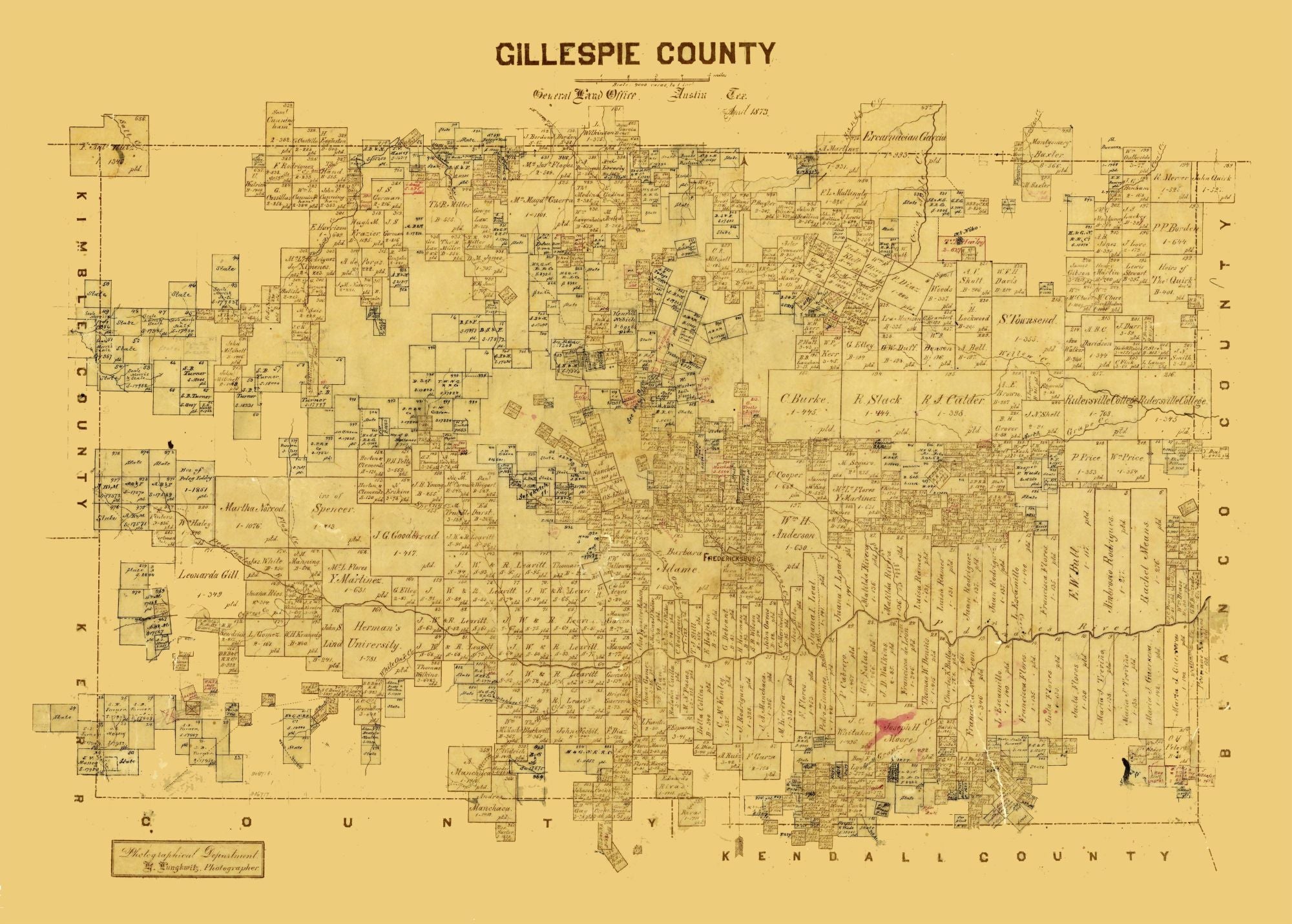 Historic County Map - Gillespie County Texas - General Land Office 187 ...