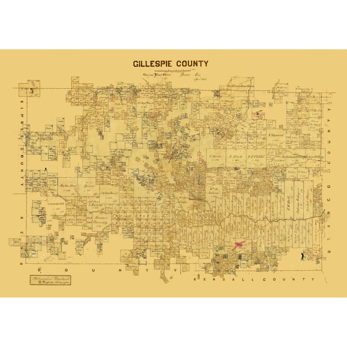 Historic County Map- Gillespie County Texas - General Land Office 1873 ...