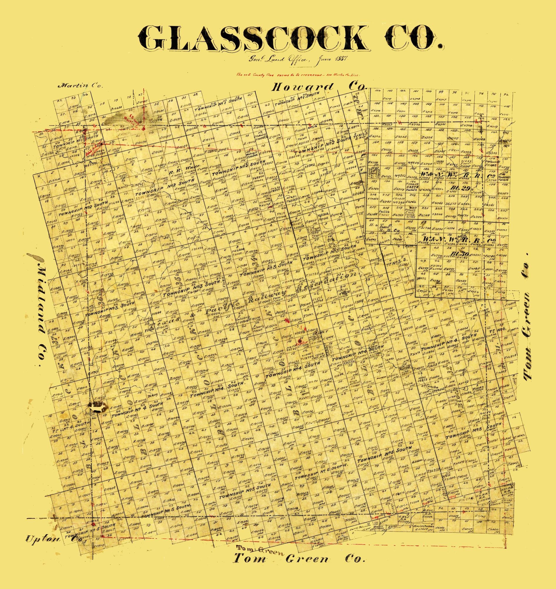 Historic County Map - Glasscock County Texas - General Land Office 188 ...