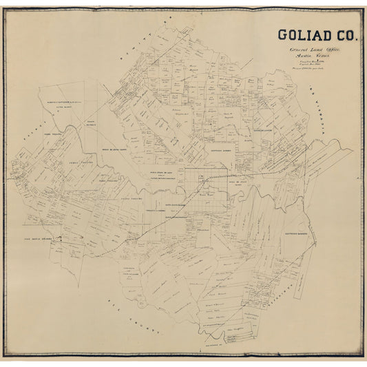 Historic County Map - Goliad County Texas - General Land Office 1896 - Vintage Wall Art