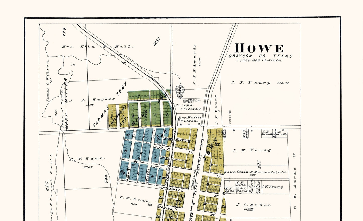 Historic City Map - Howe Dorchester Texas - Jackson 1908 - 23 x 37.82 - Vintage Wall Art