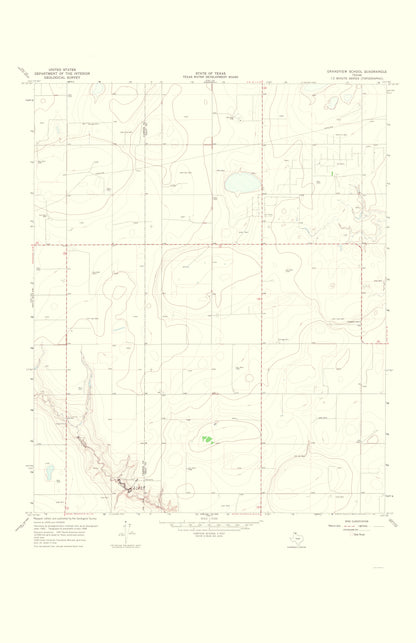 Topographical Map - Grandview School Texas Quad - USGS 1967 - 23 x 35.55 - Vintage Wall Art