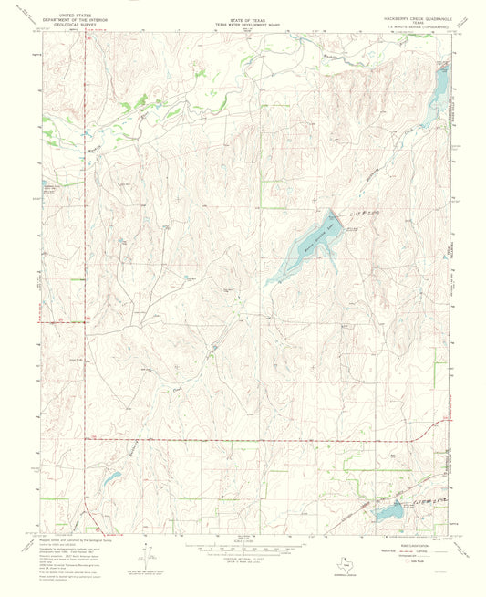 Topographical Map - Hackberry Creek Texas Quad - USGS 1969 - 23 x 28.24 - Vintage Wall Art